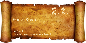 Rusz Keve névjegykártya